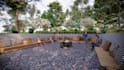 do exterior house, backyard, garden, deck 3d rendering