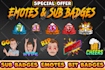 design twitch emotes, twitch badges, twitch sub badges