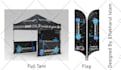 design pop up tent, wall, card, flag, booth, table