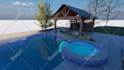 design and render swimming pool, backyard, villa landscape