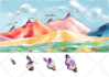 paint landscape and architechtural structure with watercolor