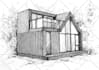 do architectural hand drawing in black and white