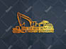 do real estate, construction, excavation, crane, bulldozer and trucking logo