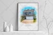 paint custom digital watercolor house, home building portrait illustrations
