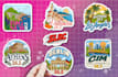 draw cartoon doodle stickers, hand drawn designs for print