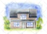 create hand painted watercolor house elevation renderings