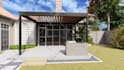 design landscape, backyard, frontyard, garden, patio, 3d rendering, hot tub