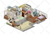draw 2d isometric room or house