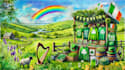 draw landscape drawing with watercolor painting illustration