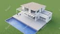 design house exterior model, 3d rendering, walkthrough