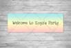 make a backdrop, table runner, standee design and seating chart for your party