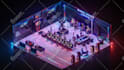 design a realistic 3d isometric gaming and streaming room