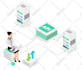 design a colorful flat and isometric illustration