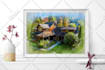 paint custom digital watercolor house, home building portrait illustrations