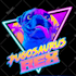 draw your pets into  80s retrowave syntwave vaporwave