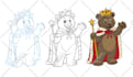 draw cartoon mascot character, line art and color version