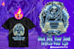 illustrated simple trippy psychedelic t shirt design