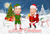 create a christmas caricature, holiday card, winter cartoon