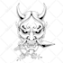 design hand draw oni mask logo ilustration