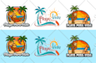 create custom beach logo summer mascot or tropical resort badge