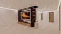 design modern 3d TV wall units with wood slats rendering