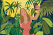 illustrate you and plants, colorful, flat art, pop art