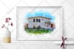 paint custom digital watercolor house, home building portrait illustrations