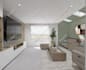 do interior design of living room, kitchen, and bathroom with 3d rendering