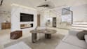 design ikea style interior, bedroom, living room, apartment with shopping list