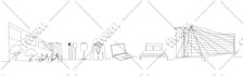 custom city skyline or building line art illustration from your photo