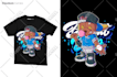 create unique streetwear cartoon t shirt illustration
