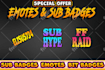 design twitch emotes, twitch badges, twitch sub badges