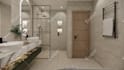 design ikea style interior, bedroom, living room, apartment with shopping list