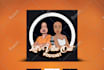 design podcast logo and podcast cover art in cartoon style