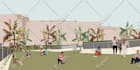 do digital architectural illustration using collage style
