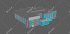 3d model of low poly buildings