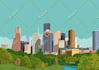 draw house, skyscraper, stadium and other building in vector cartoon