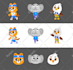 create flat funny cartoon character mascot