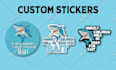design die cut stickers, patch, round badge, label, and logo