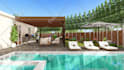design outdoor kitchen pergola patio backyard with realistic 3d rendering