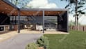 design exterior landscape, garden, backyard, patio terrace, BBQ and pool