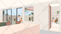 do digital architectural illustration using collage style