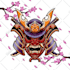 design hand draw oni mask logo ilustration