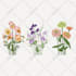 create a digital watercolor botanical illustration of flowers, plants, fruits