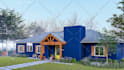 do cozy backyard design, pool, garden in 3d render