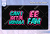 design text emote for streamer twitch, youtube, facebook