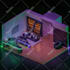 design a realistic 3d isometric gaming and streaming room