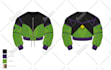 design varsity jacket  flat sketch tech pack  artwork
