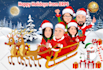 create a christmas caricature, holiday card, winter cartoon