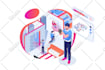 create a flat and isometric illustration for apps and web